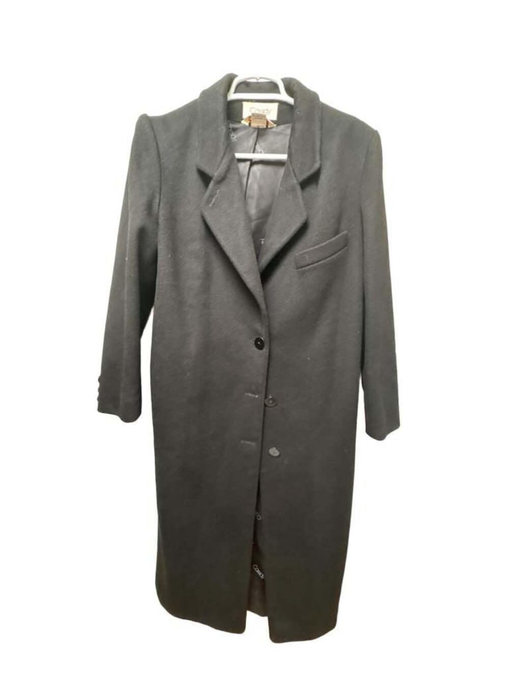 Cassidy Vintage Hand Tailored 100% Wool Black Overcoat Size 4
